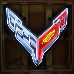 CORVETTE C8 NEON SIGN IN STEEL CAN