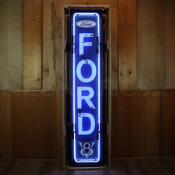 FORD VERTICAL NEON SIGN IN STEEL CAN