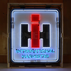 INTERNATIONAL HARVESTER NEON SIGN IN STEEL CAN