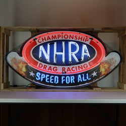 NHRA SPEED FOR ALL NEON SIGN IN STEEL CAN